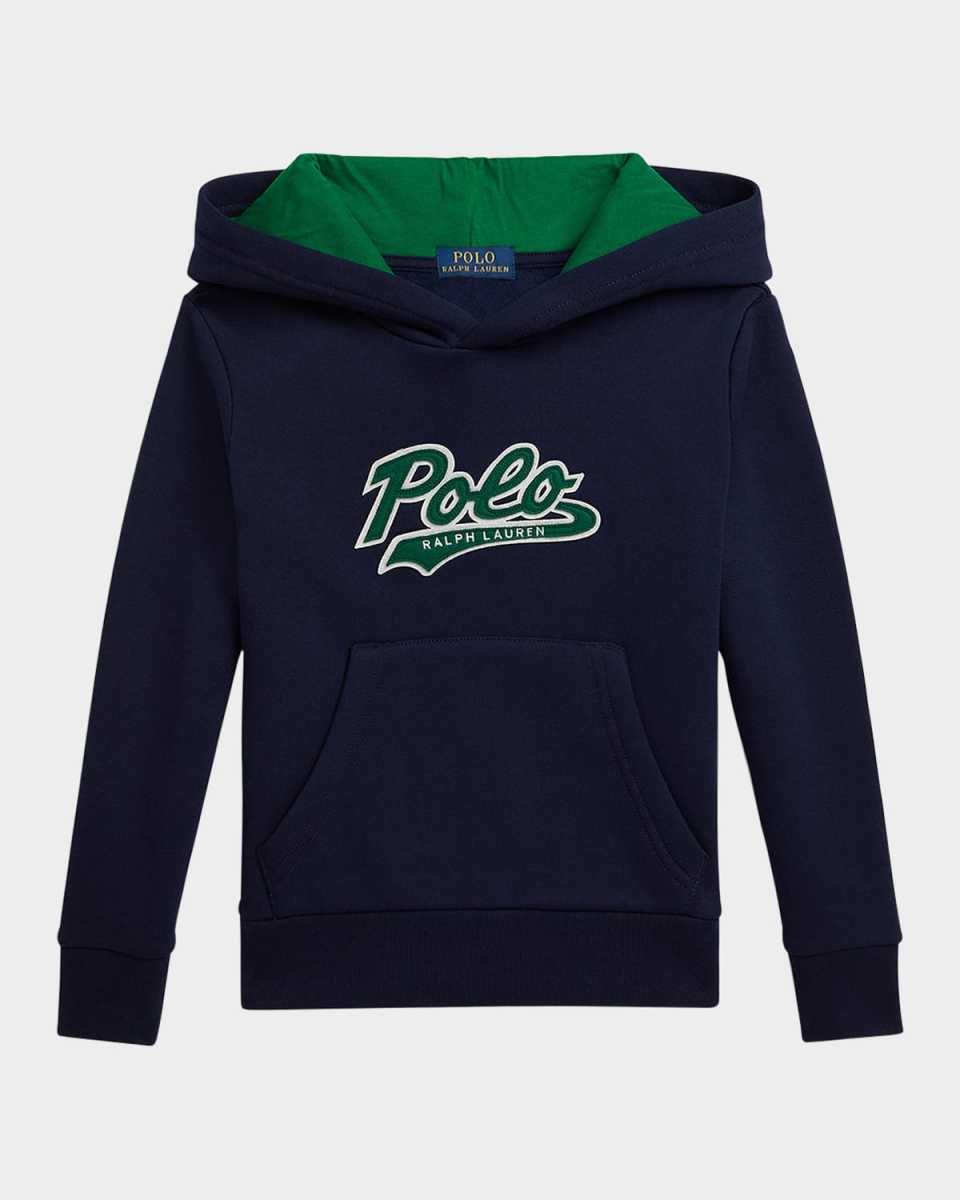 Boy's Seasonal Fleece Polo Patch Hoodie, Size 2-7